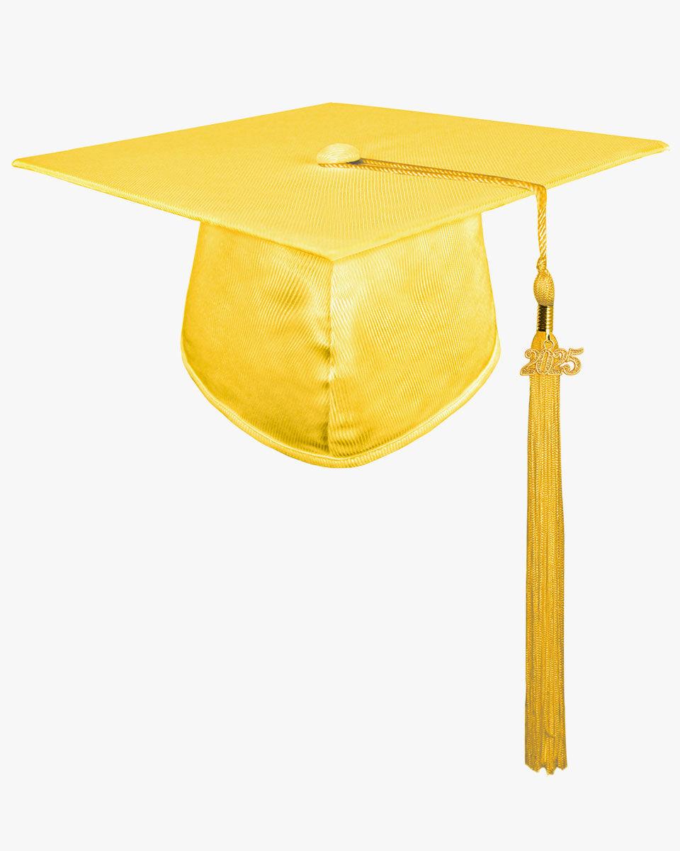 High School Shiny Adult Graduation Cap with Tassel-12 Colors Available - Graduation Gown 