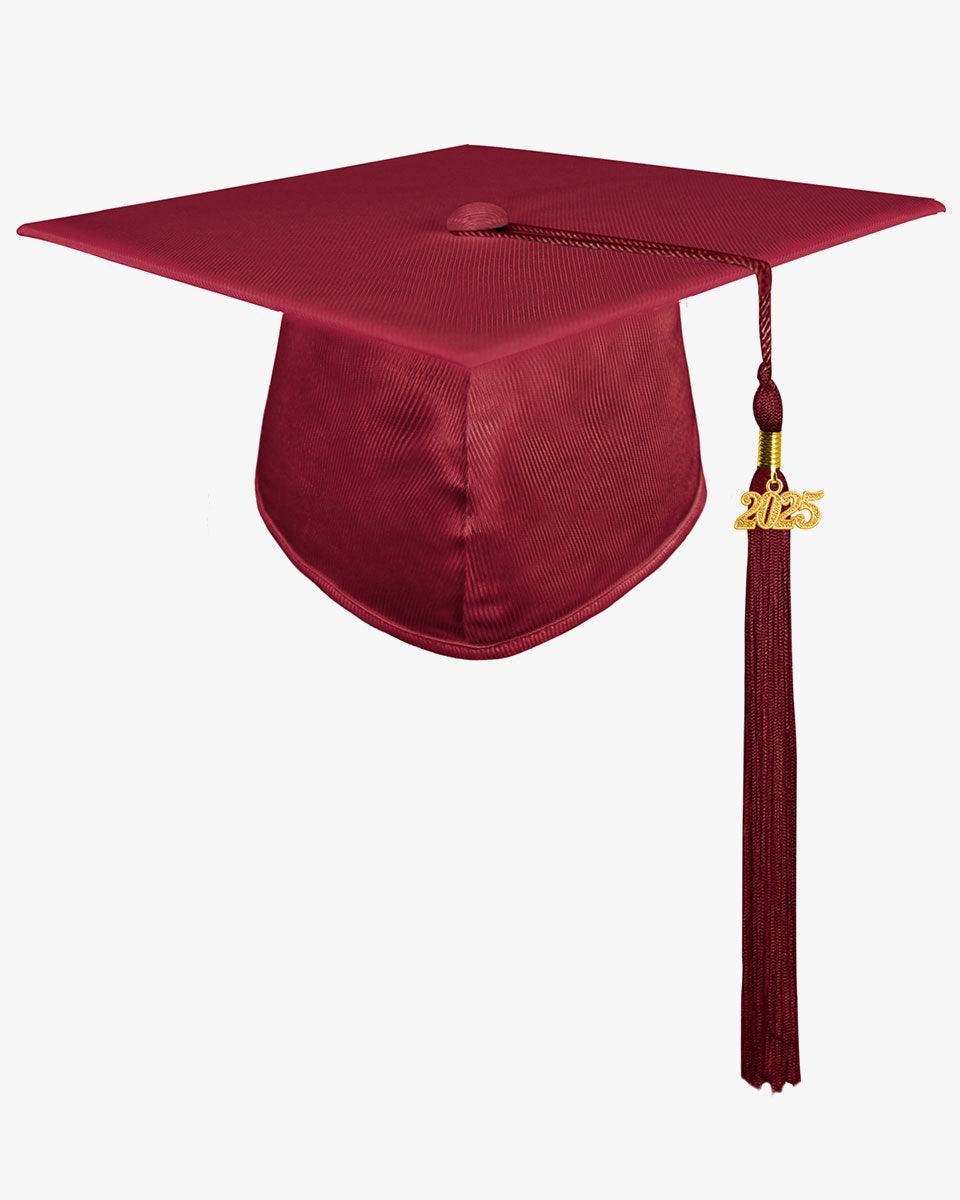 High School Shiny Adult Graduation Cap with Tassel-12 Colors Available - Graduation Gown 