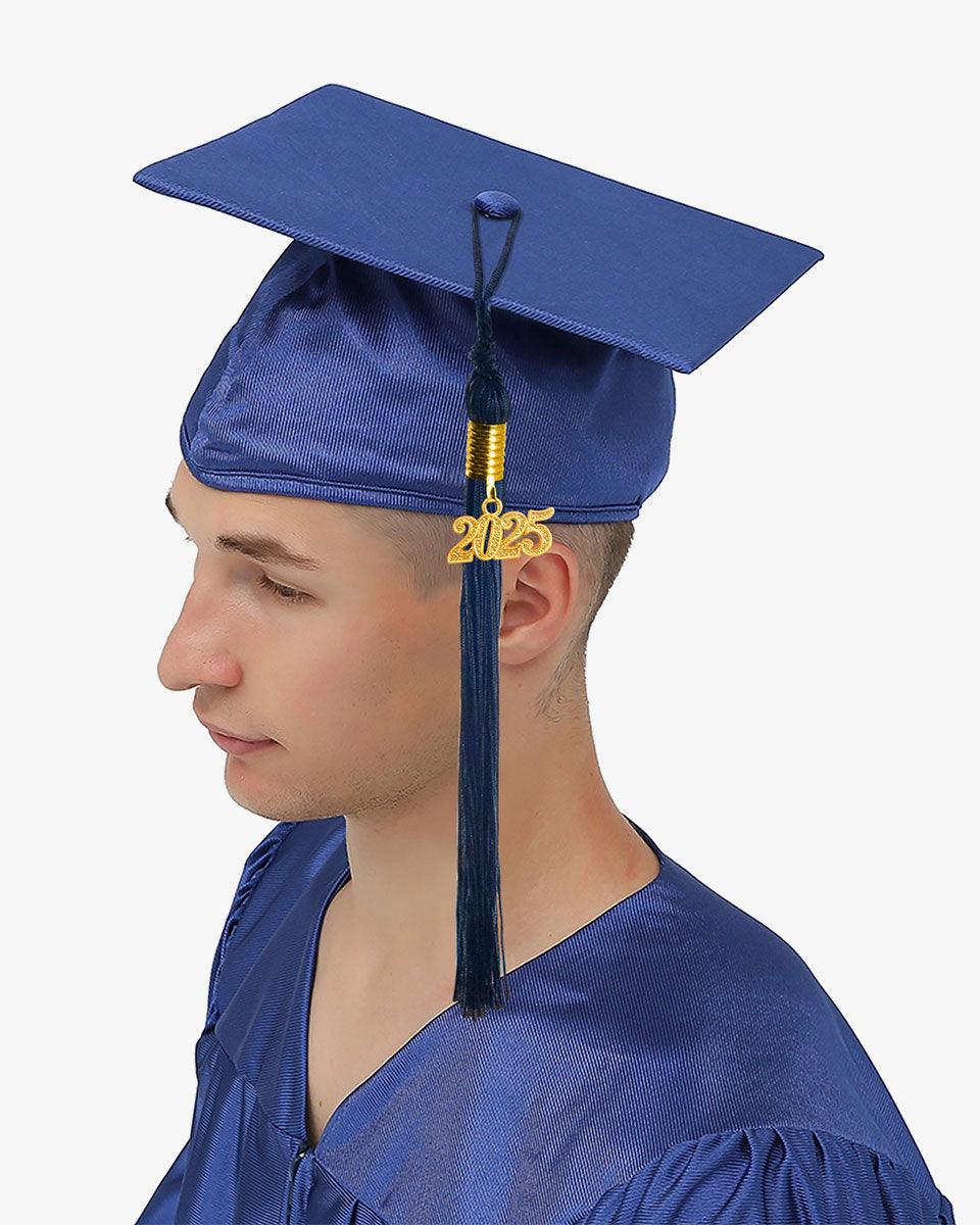High School Shiny Adult Graduation Cap with Tassel-12 Colors Available - Graduation Gown 