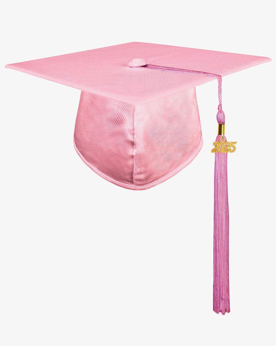 High School Shiny Adult Graduation Cap with Tassel-12 Colors Available - Graduation Gown 