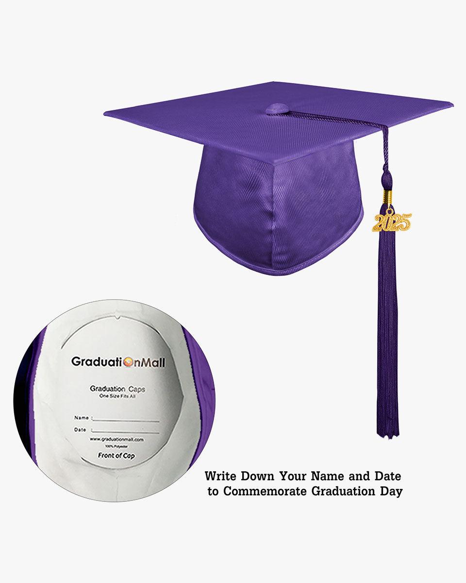 High School Shiny Adult Graduation Cap with Tassel-12 Colors Available - Graduation Gown 