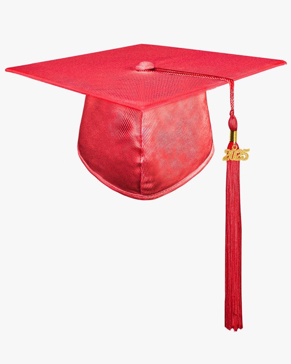 High School Shiny Adult Graduation Cap with Tassel-12 Colors Available - Graduation Gown 