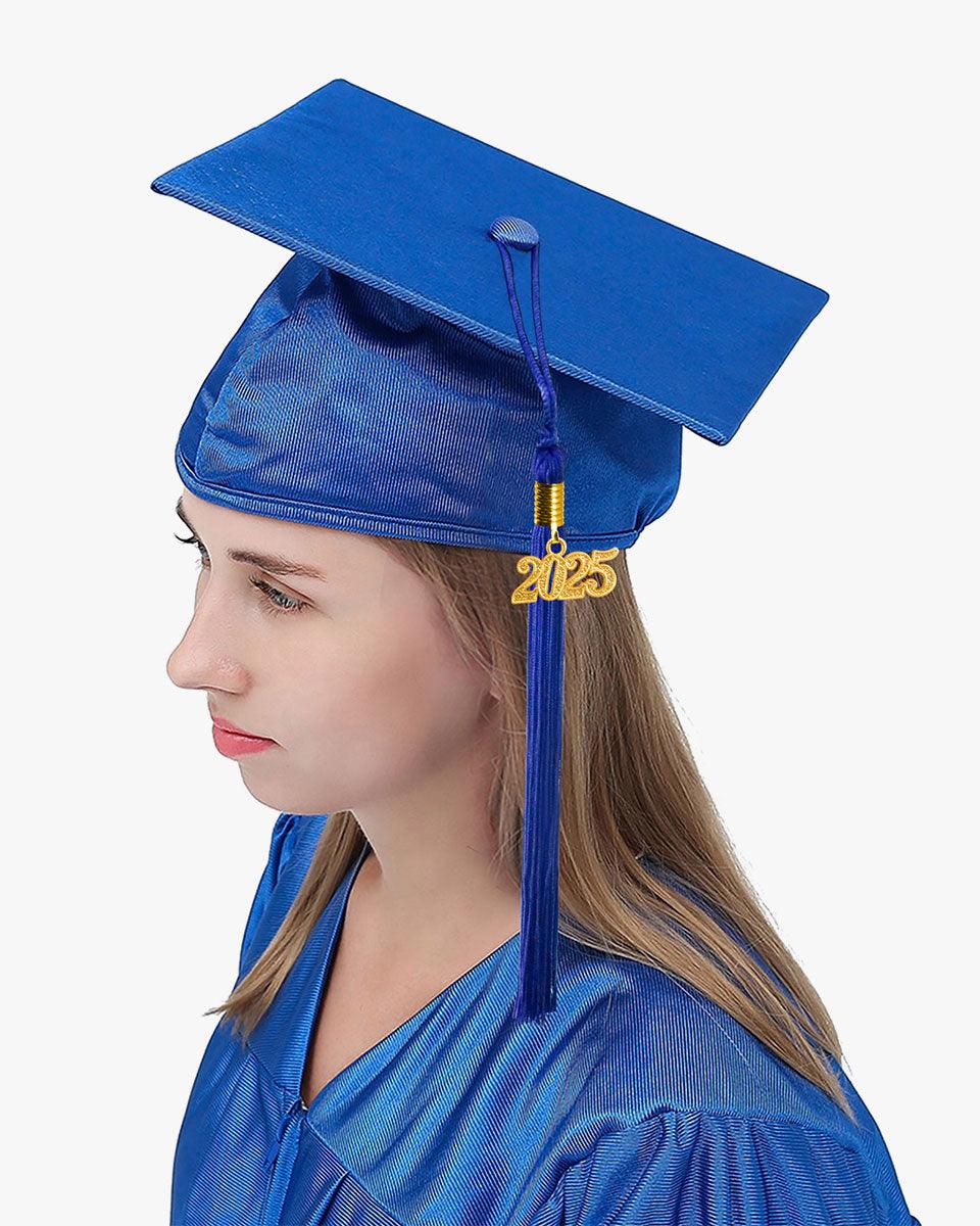 High School Shiny Adult Graduation Cap with Tassel-12 Colors Available - Graduation Gown 