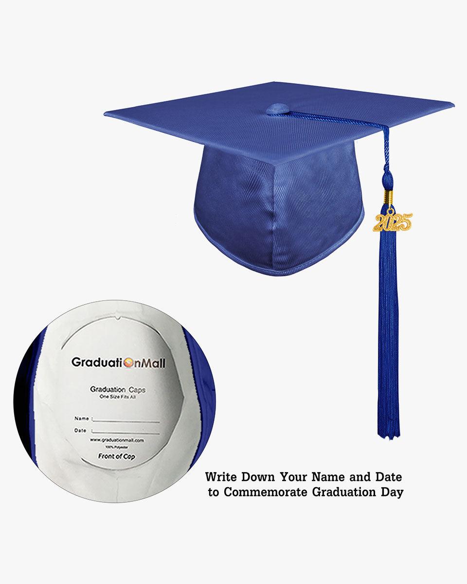 High School Shiny Adult Graduation Cap with Tassel-12 Colors Available - Graduation Gown 
