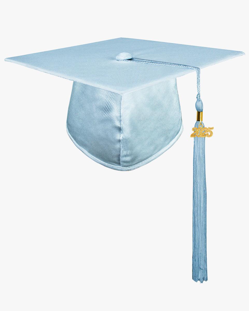 High School Shiny Adult Graduation Cap with Tassel-12 Colors Available - Graduation Gown 