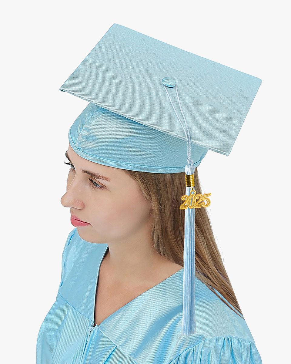 High School Shiny Adult Graduation Cap with Tassel-12 Colors Available - Graduation Gown 