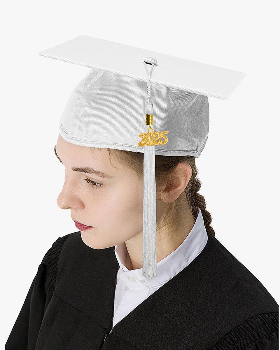 High School Shiny Adult Graduation Cap with Tassel-12 Colors Available - Graduation Gown 