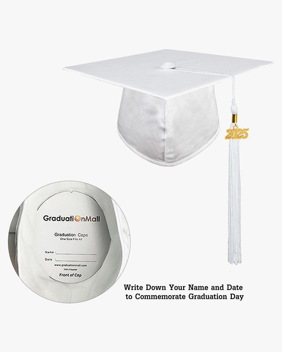 High School Shiny Adult Graduation Cap with Tassel-12 Colors Available - Graduation Gown 