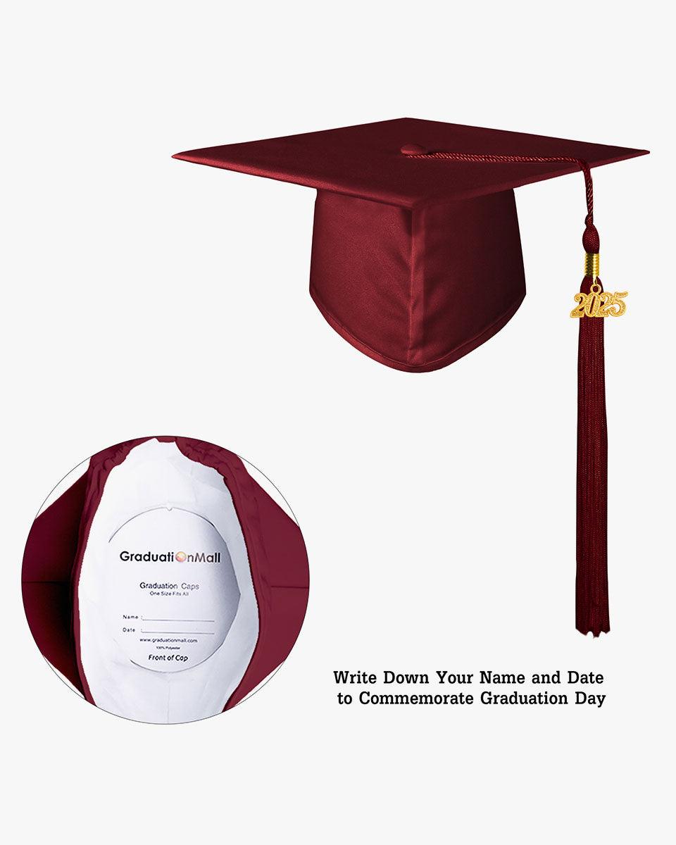 High School Matte Adult Graduation Cap with Tassel - 12 Colors Available - Graduation Gown 
