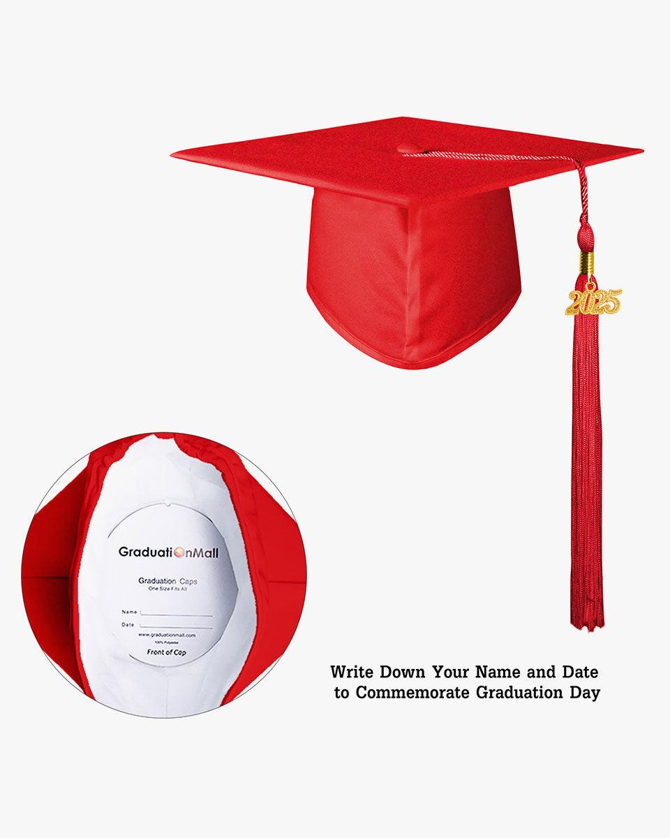 High School Matte Adult Graduation Cap with Tassel - 12 Colors Available - Graduation Gown 