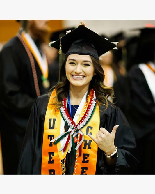 Graduation Leis with National Flag Color Ribbon Lei Braided Necklace - Graduation Gown 