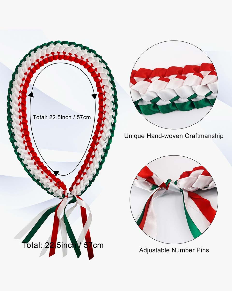 Graduation Leis with National Flag Color Ribbon Lei Braided Necklace - Graduation Gown 