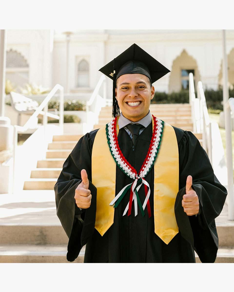 Graduation Leis with National Flag Color Ribbon Lei Braided Necklace - Graduation Gown 