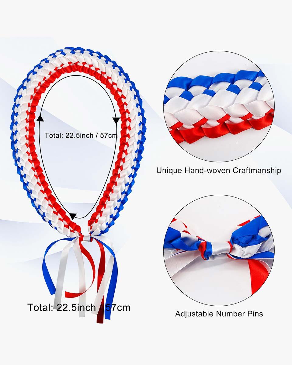 Graduation Leis with National Flag Color Ribbon Lei Braided Necklace - Graduation Gown 