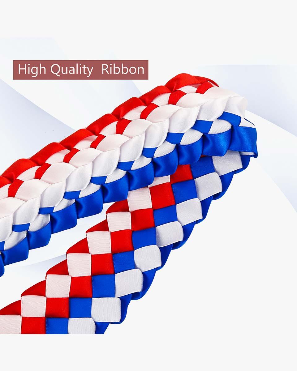 Graduation Leis with National Flag Color Ribbon Lei Braided Necklace - Graduation Gown 