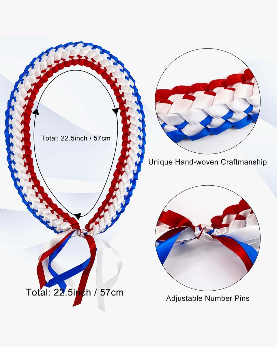 Graduation Leis with National Flag Color Ribbon Lei Braided Necklace - Graduation Gown 