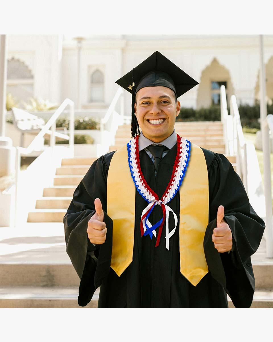 Graduation Leis with National Flag Color Ribbon Lei Braided Necklace - Graduation Gown 
