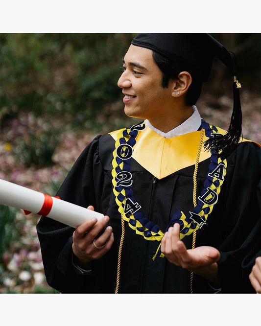Graduation Leis with 2024 Embroidery Ribbon Lei Braided Necklace - Graduation Gown 