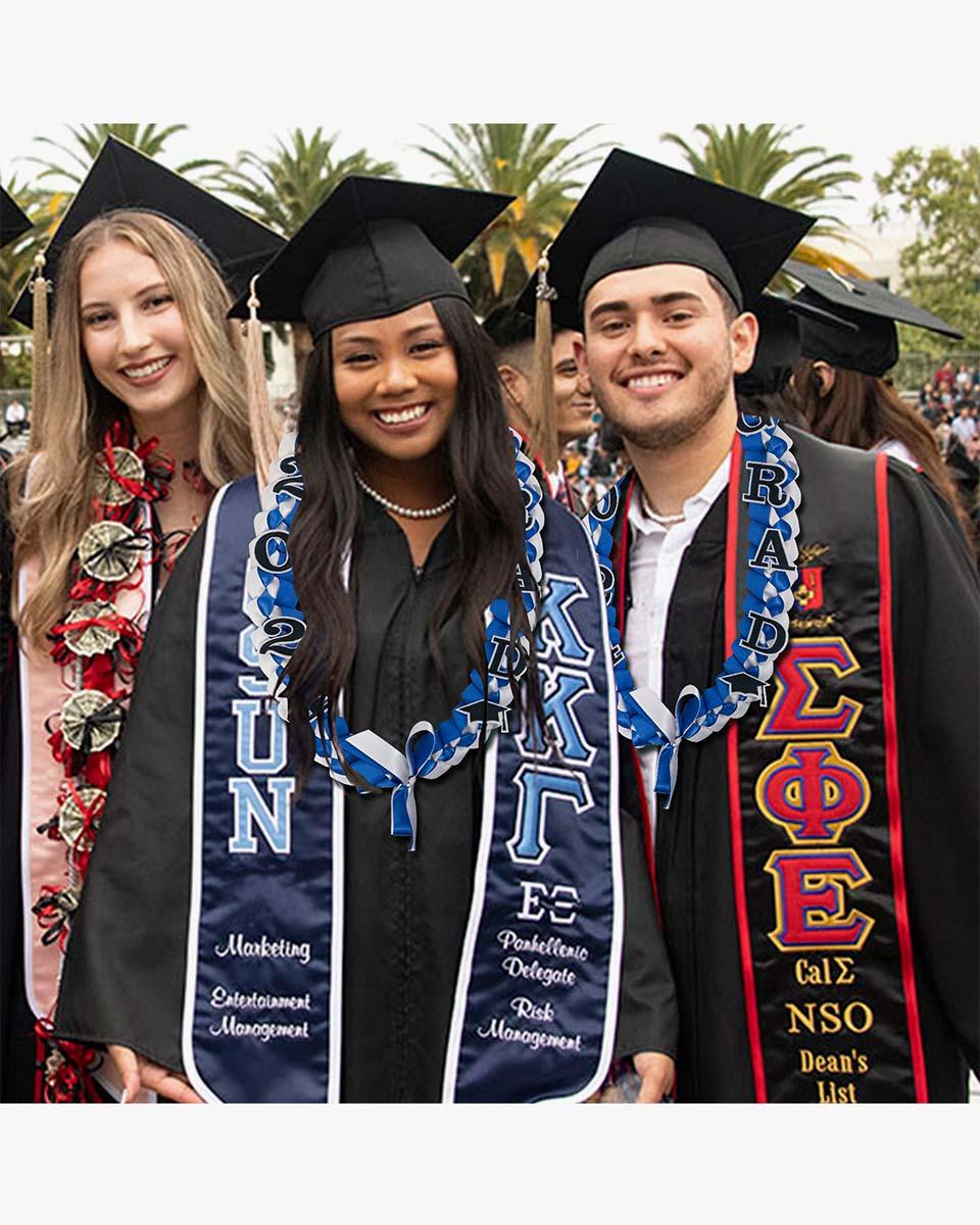 Graduation Leis with 2024 Embroidery Ribbon Lei Braided Necklace - Graduation Gown 