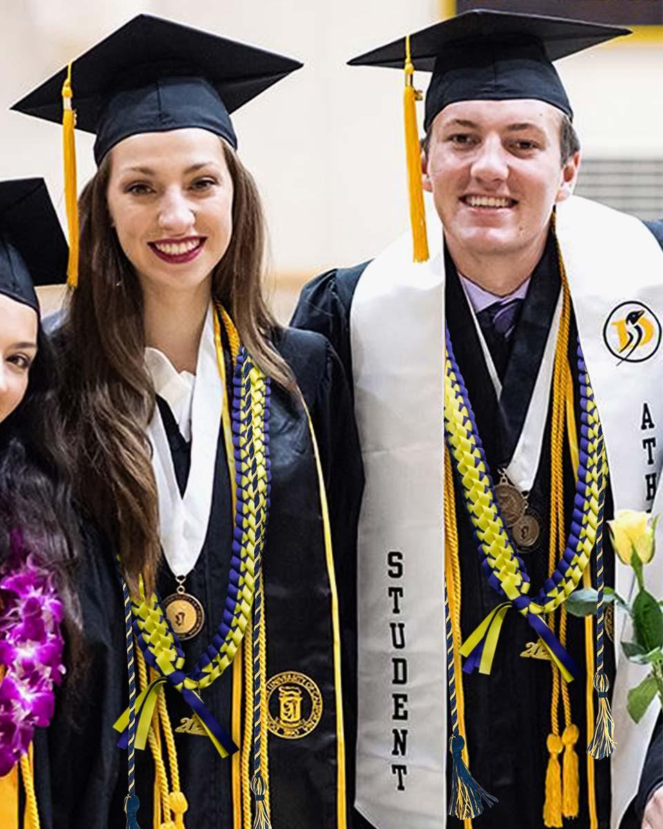 Graduation Braided Ribbon Lei with 2024 Year Charm - Graduation Gown 