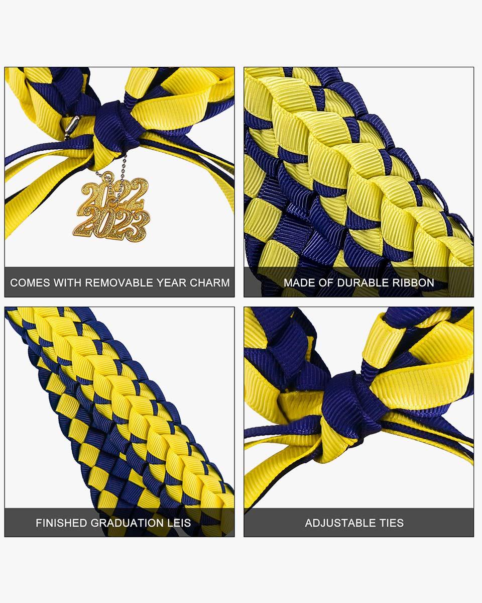 Graduation Braided Ribbon Lei with 2024 Year Charm - Graduation Gown 