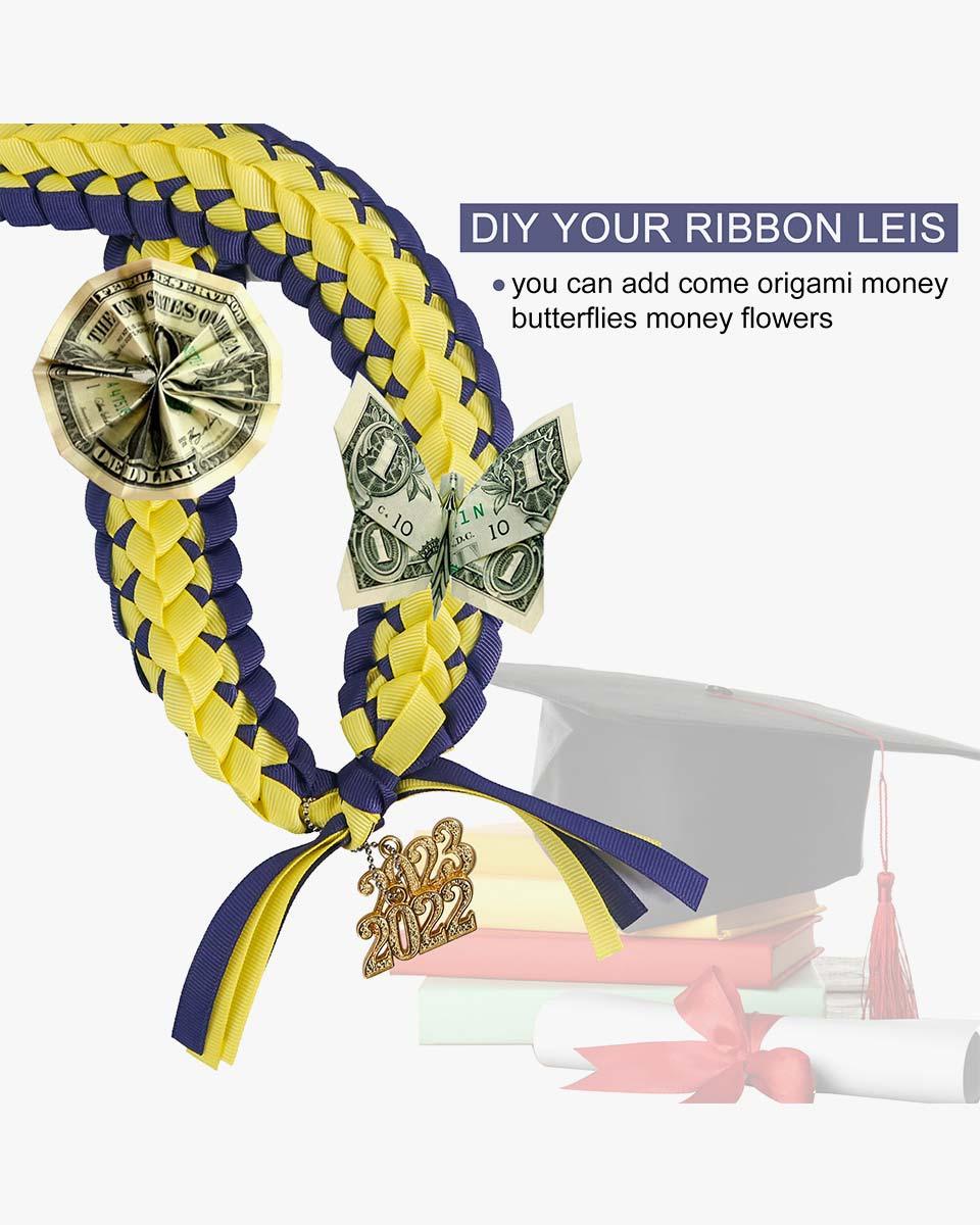 Graduation Braided Ribbon Lei with 2024 Year Charm - Graduation Gown 