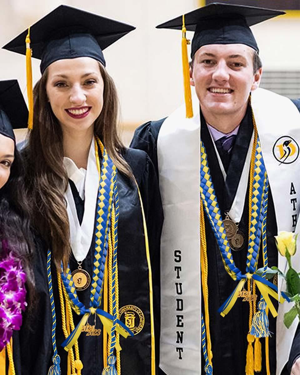 Graduation Braided Ribbon Lei with 2024 Year Charm - Graduation Gown 