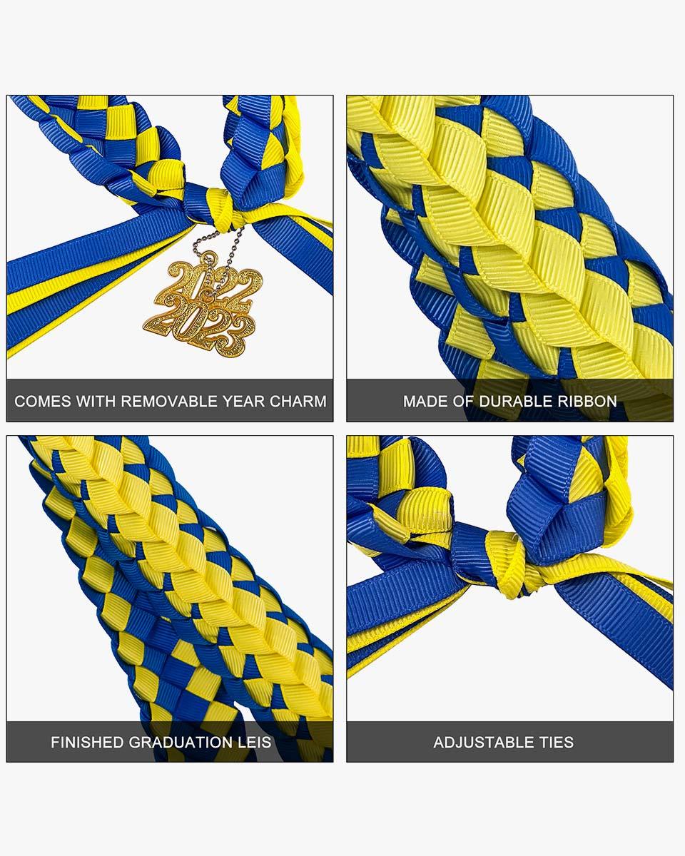 Graduation Braided Ribbon Lei with 2024 Year Charm - Graduation Gown 