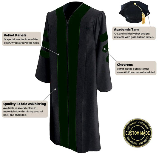 Custom Classic Doctoral Gown and Tam Package - Graduation Gown 