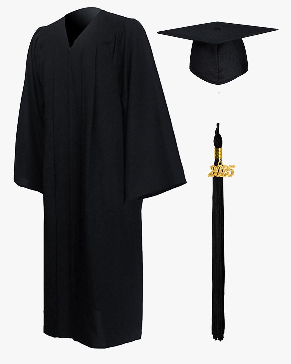 High School Premium Matte Graduation Cap, Gown, Stole & Imprinted Diploma Cover Package - Graduation Gown 