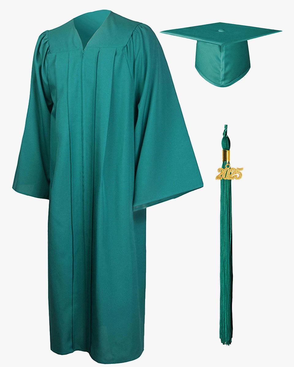 High School Premium Matte Graduation Cap, Gown, Stole & Imprinted Diploma Cover Package - Graduation Gown 