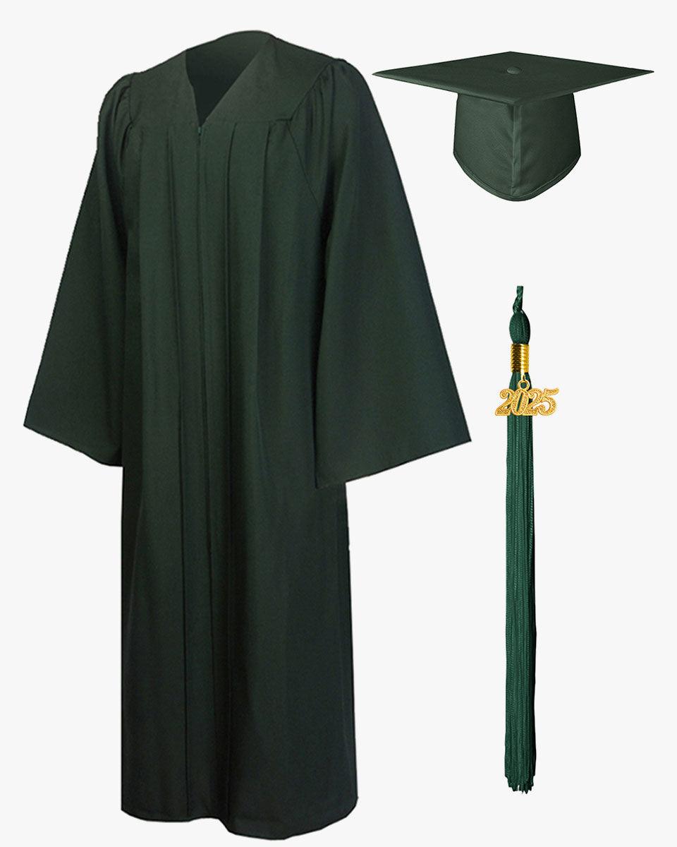 High School Premium Matte Graduation Cap, Gown, Tassel & Imprinted Diploma Cover Package - Graduation Gown 