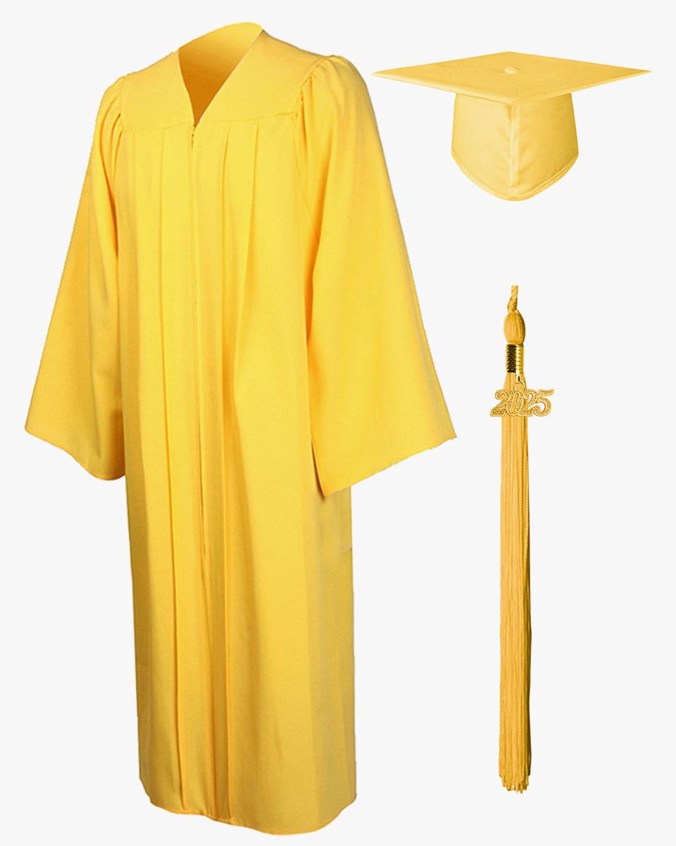 High School Premium Matte Graduation Cap, Gown, Stole & Imprinted Diploma Cover Package - Graduation Gown 