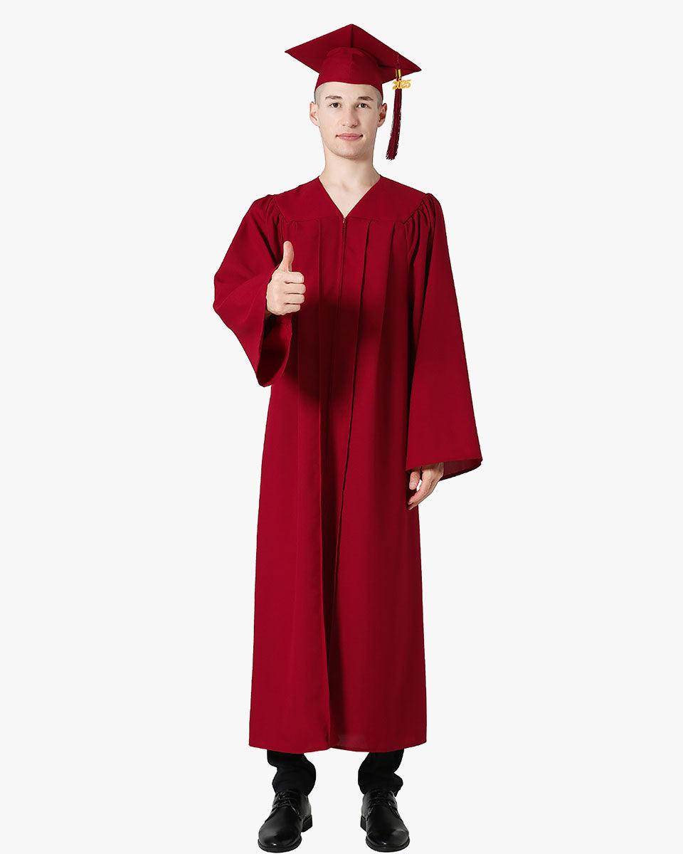 High School Premium Matte Graduation Cap, Gown, Stole & Imprinted Diploma Cover Package - Graduation Gown 