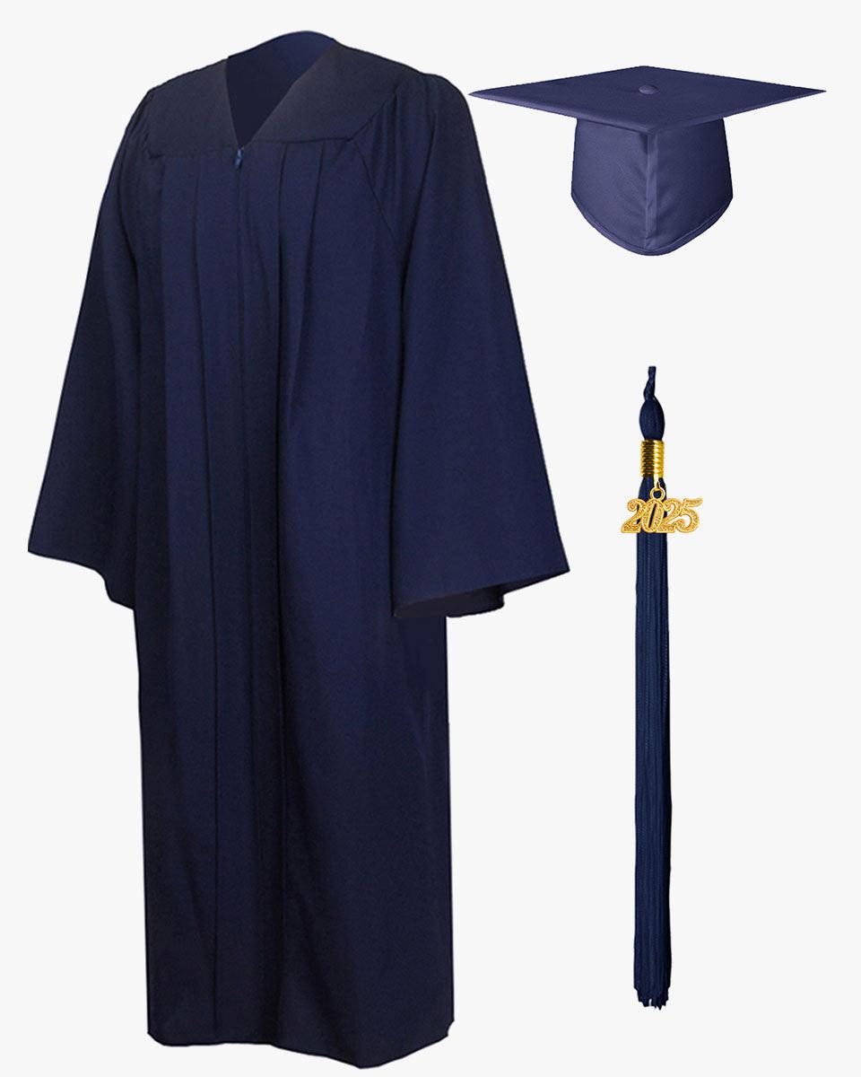 High School Premium Matte Graduation Cap, Gown, Stole & Imprinted Diploma Cover Package - Graduation Gown 