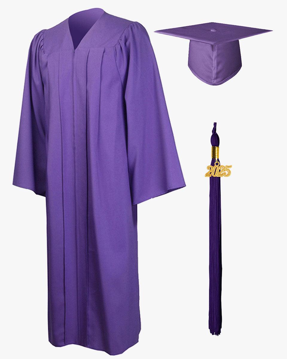 High School Premium Matte Graduation Cap, Gown, Tassel & Imprinted Diploma Cover Package - Graduation Gown 