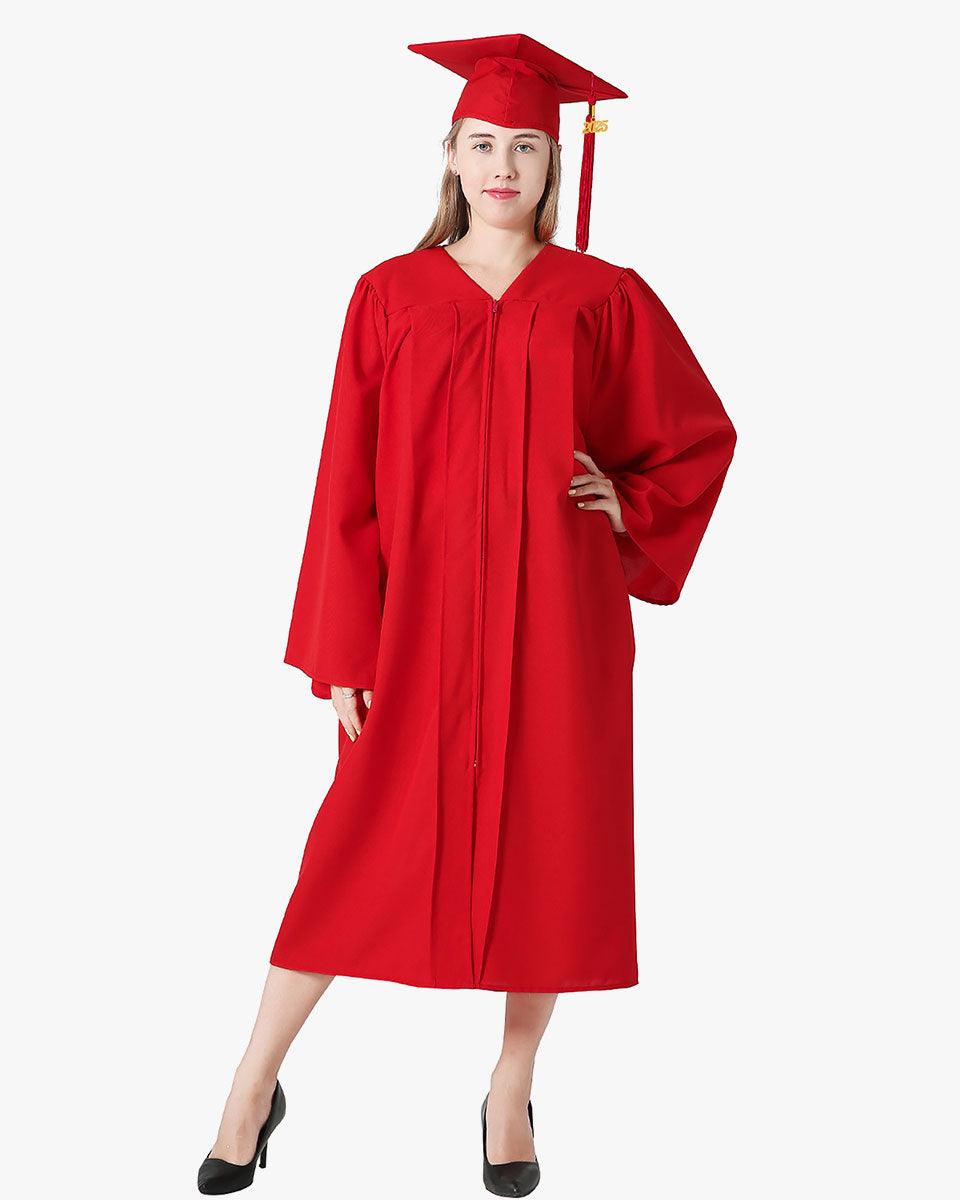 High School Premium Matte Graduation Cap, Gown, Tassel & Imprinted Diploma Cover Package - Graduation Gown 