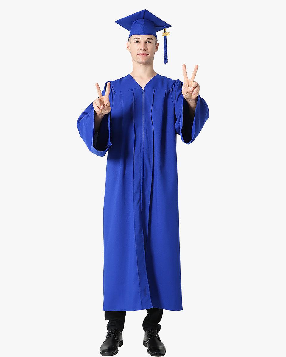 High School Premium Matte Graduation Cap, Gown, Stole & Imprinted Diploma Cover Package - Graduation Gown 