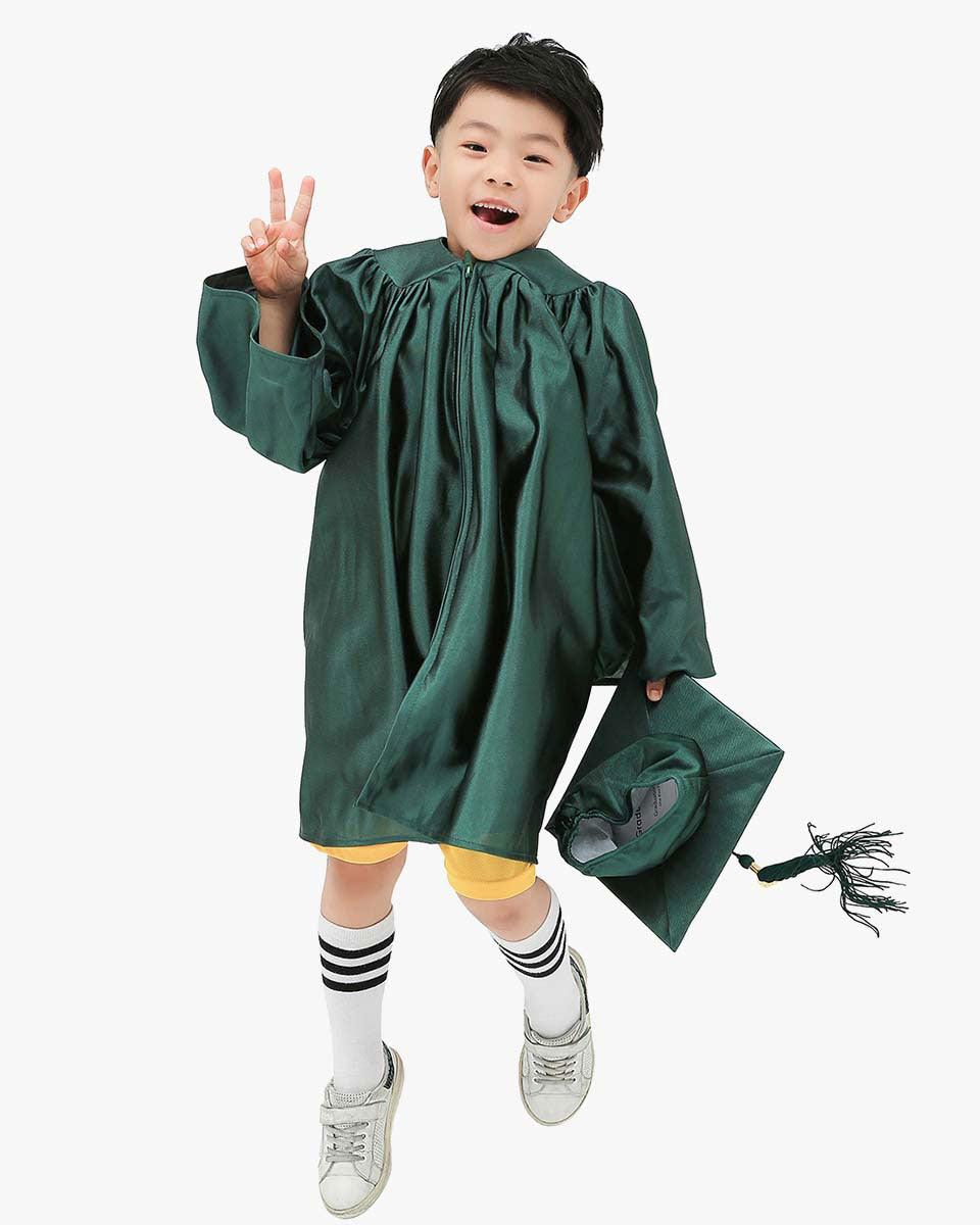 Shiny Kindergarten Graduation Cap, Gown, Stole, Diploma & Key Chain Package - Graduation Gown 