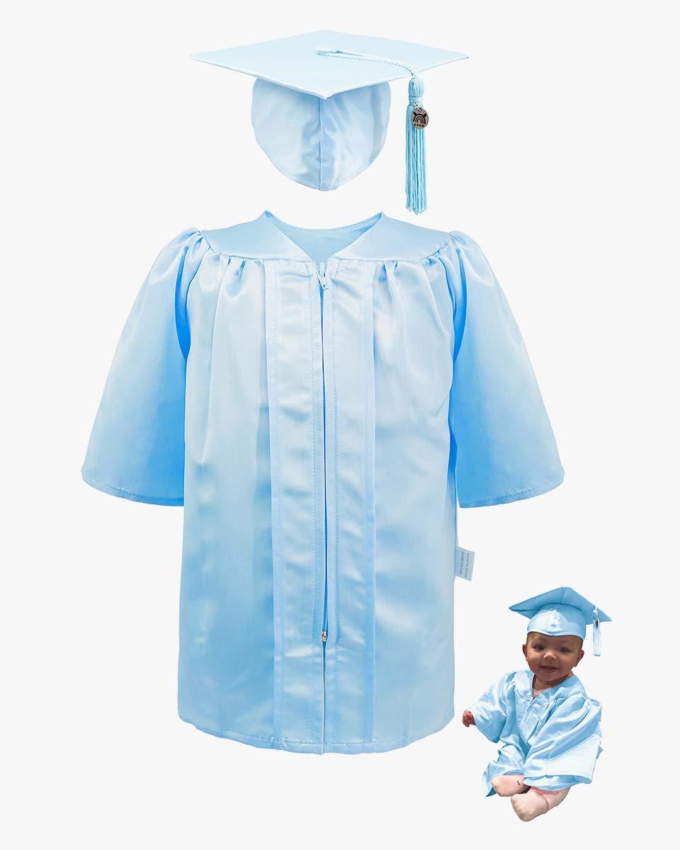 Soft Satin NICU Graduate Baby Cap and Gown Set - 3 Colors Available - Graduation Gown 