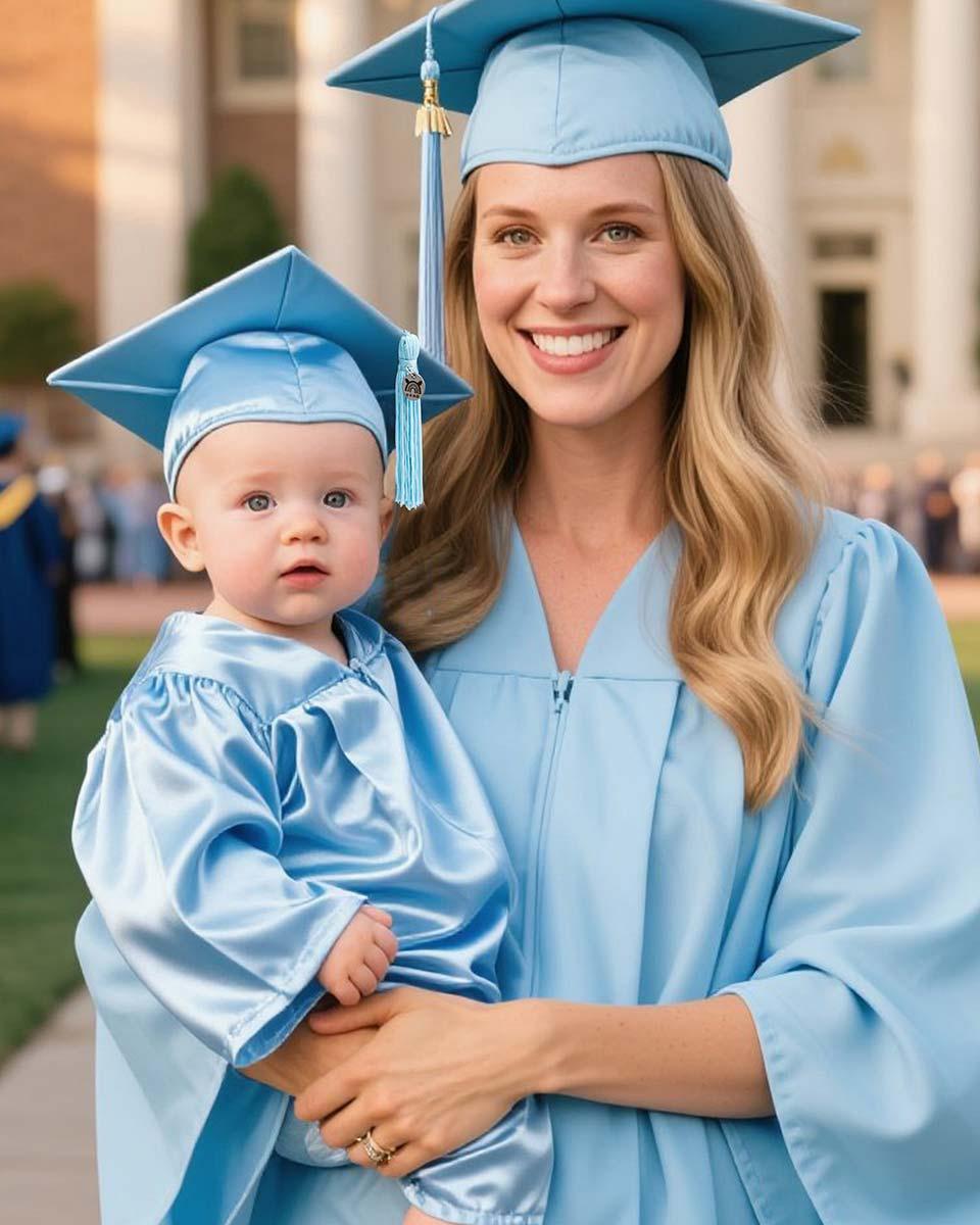 Soft Satin NICU Graduate Baby Cap and Gown Set - 3 Colors Available - Graduation Gown 