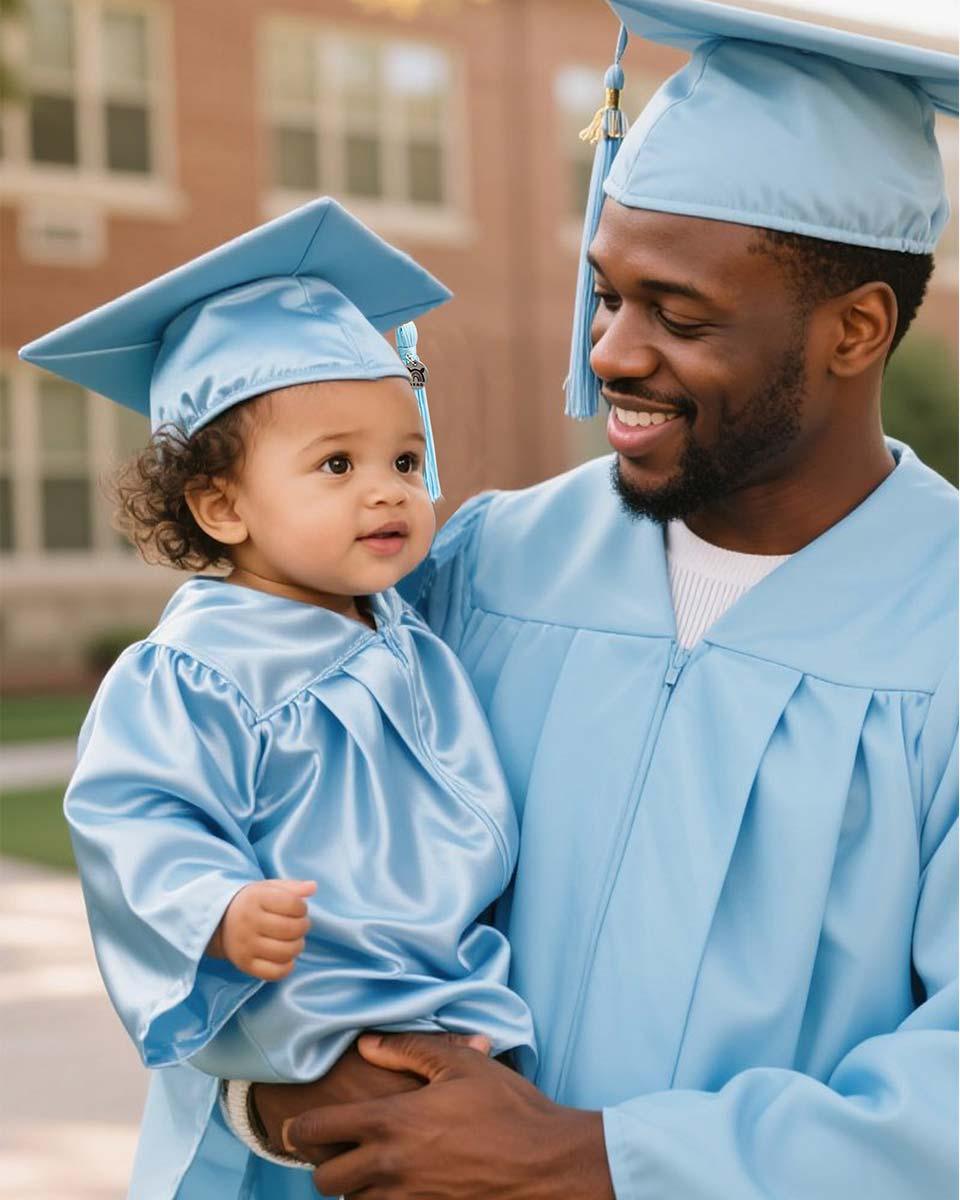 Soft Satin NICU Graduate Baby Cap and Gown Set - 3 Colors Available - Graduation Gown 