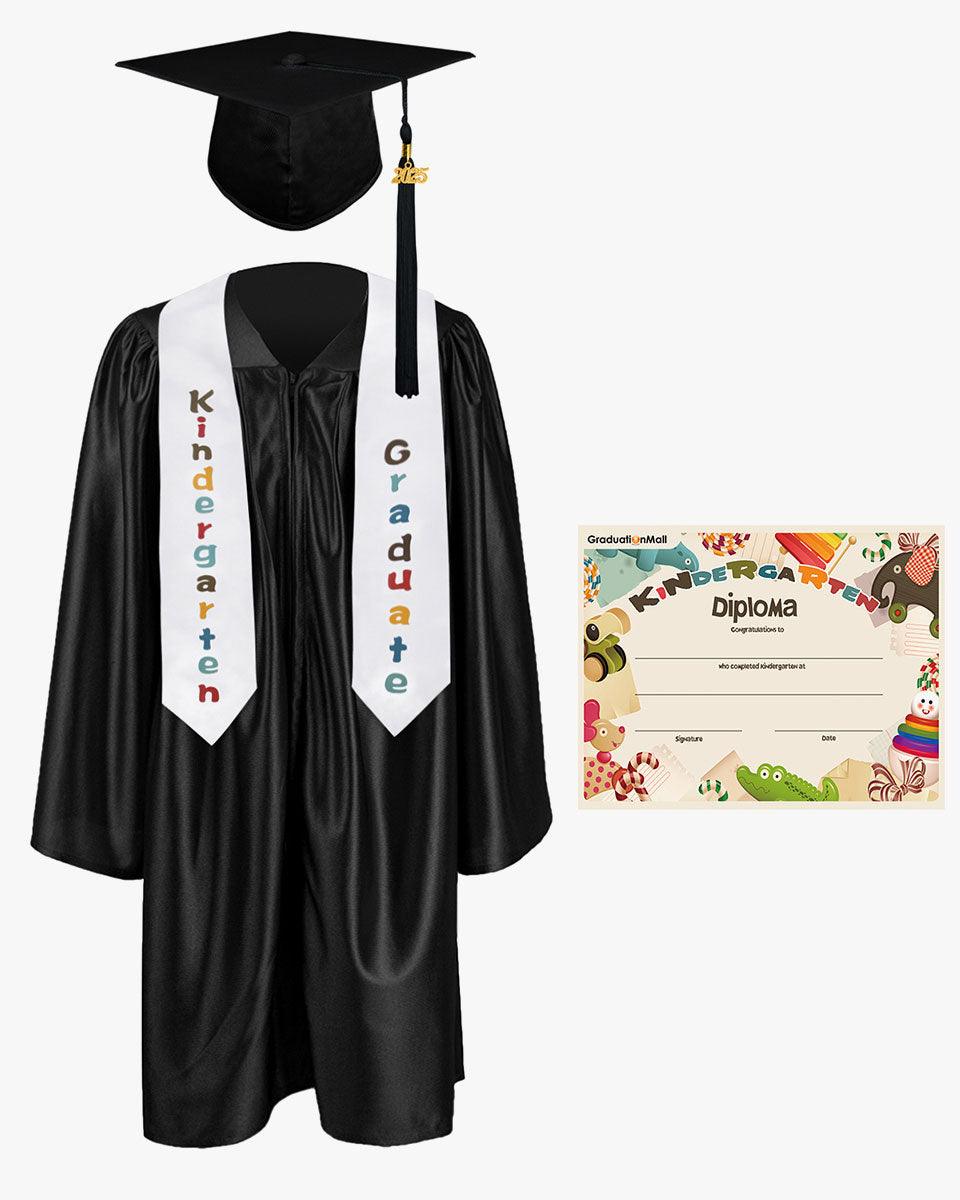 Shiny Kindergarten Graduation Cap, Gown, Stole & Diploma Package - Graduation Gown 