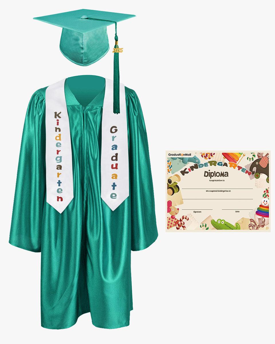 Shiny Kindergarten Graduation Cap, Gown, Stole & Diploma Package - Graduation Gown 