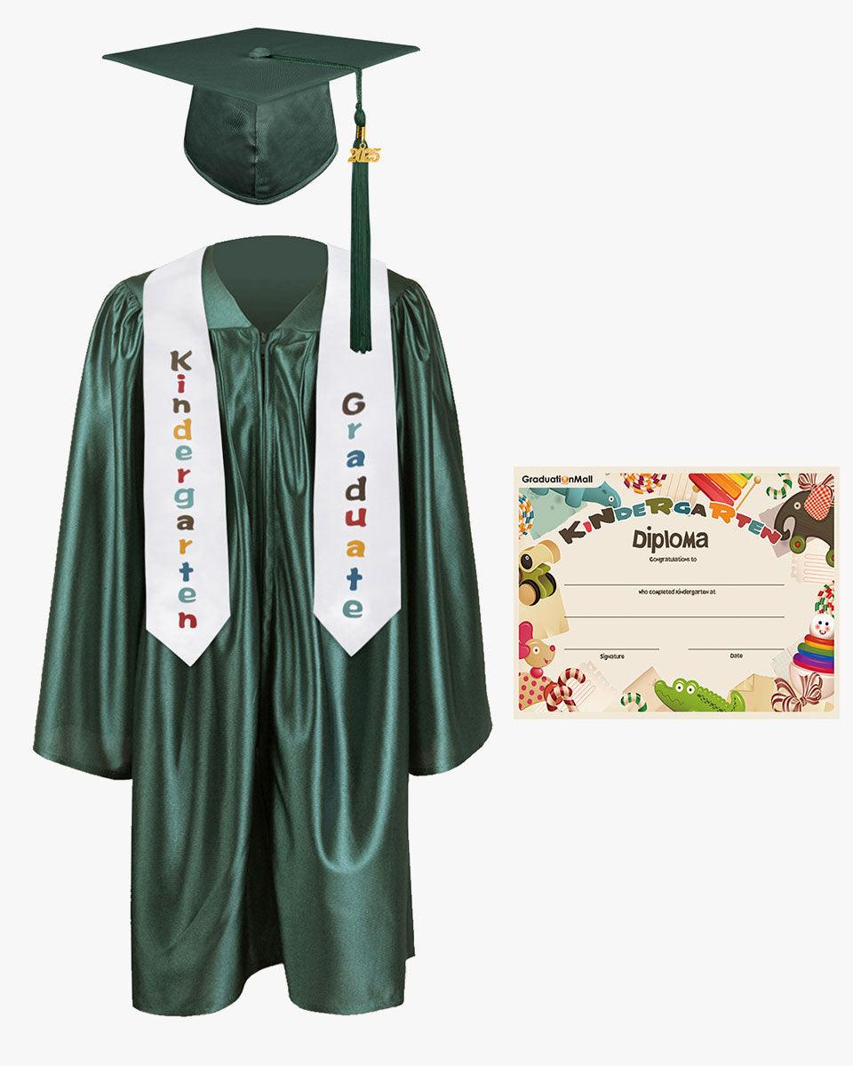 Shiny Kindergarten Graduation Cap, Gown, Stole & Diploma Package - Graduation Gown 