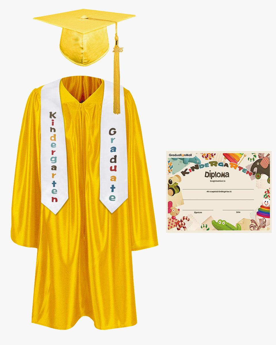 Shiny Kindergarten Graduation Cap, Gown, Stole & Diploma Package - Graduation Gown 