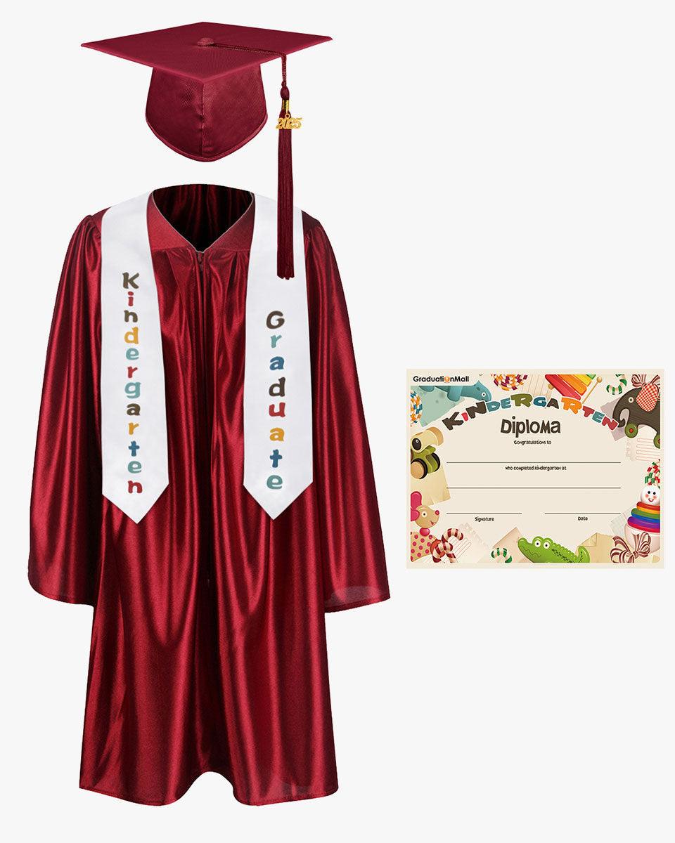 Shiny Kindergarten Graduation Cap, Gown, Stole & Diploma Package - Graduation Gown 