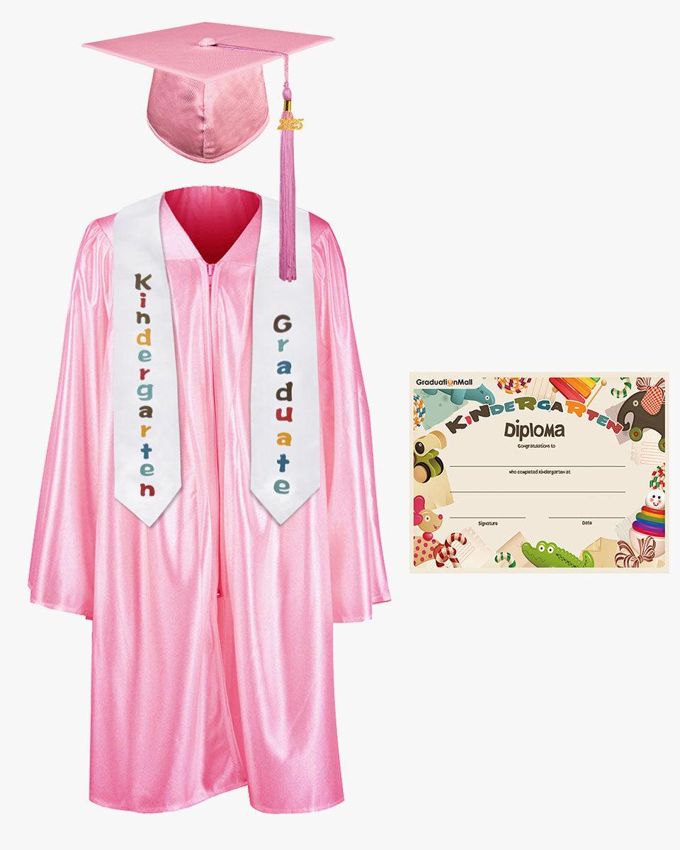 Shiny Kindergarten Graduation Cap, Gown, Stole & Diploma Package - Graduation Gown 