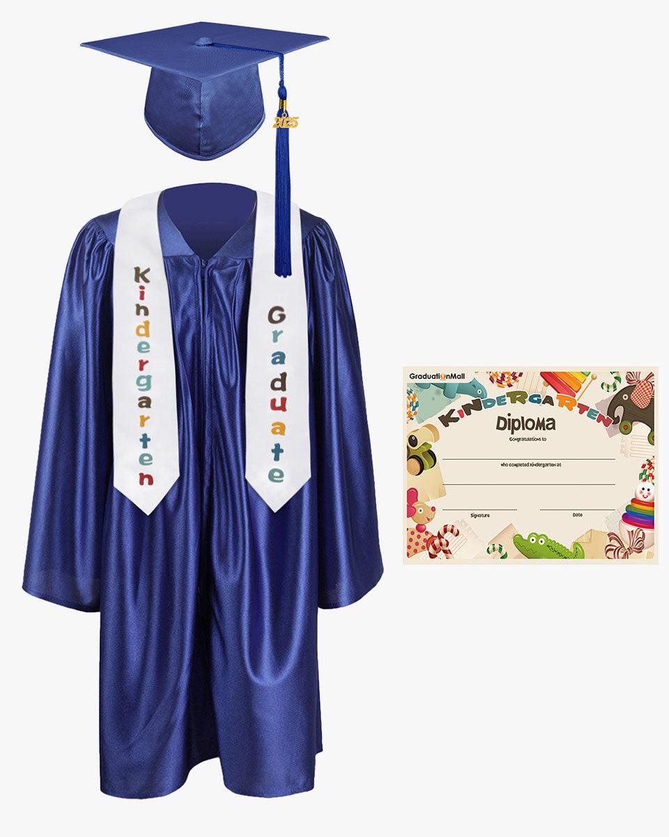 Shiny Kindergarten Graduation Cap, Gown, Stole & Diploma Package - Graduation Gown 