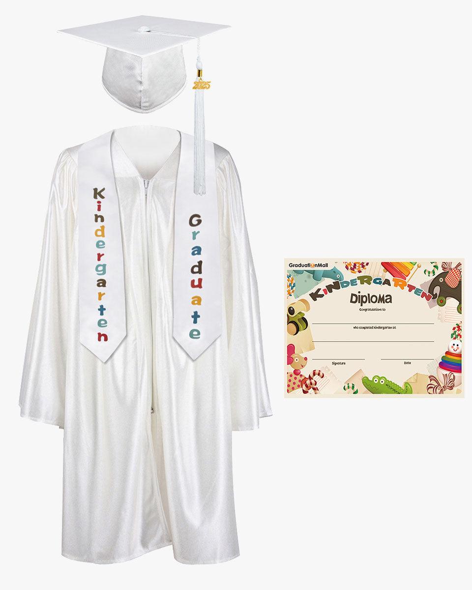 Shiny Kindergarten Graduation Cap, Gown, Stole & Diploma Package - Graduation Gown 
